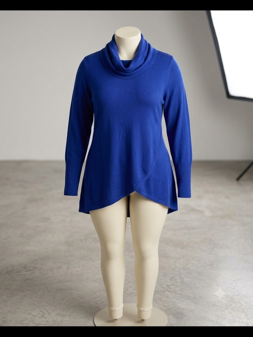 Kim Rogers Cowl Neck Tunic Sweater - Blue